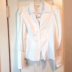 Guess Puff Sleeve Blouse with Laced-up Back